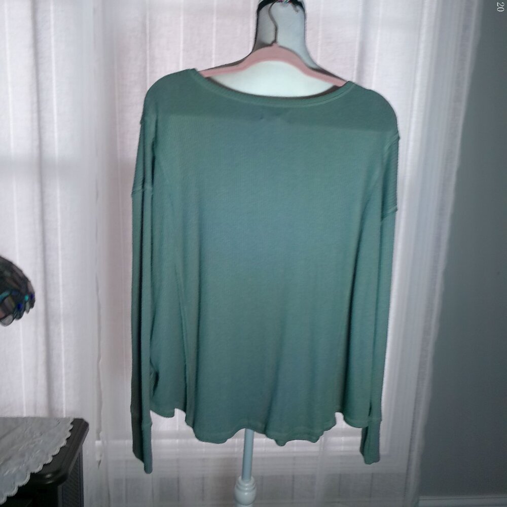 KNOX ROSE Tunic Knit Ribbed Medium Green NWOT XL - Picture 3 of 7